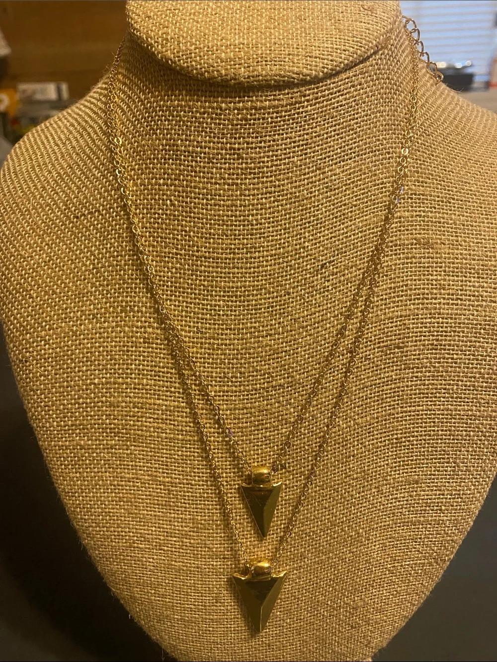 Layered Gold Triangle Pendant Necklace - Women Jewelry